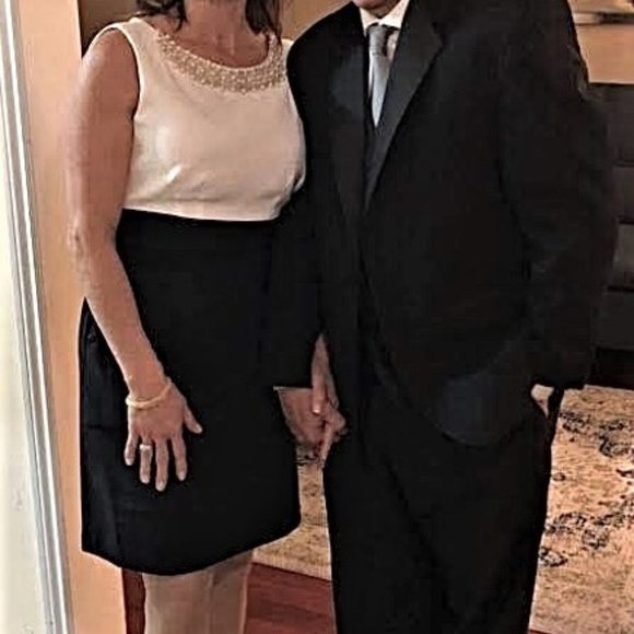 LAURA evening dress in black and ivory. Size 8 - Picture 5 of 6